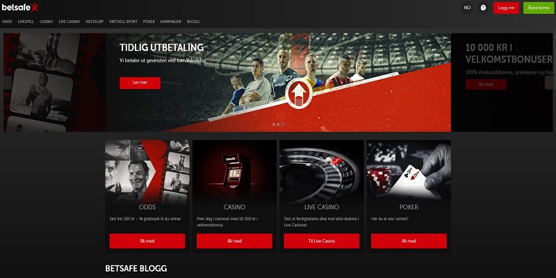 Betsafe hjemmeside for bookmaker