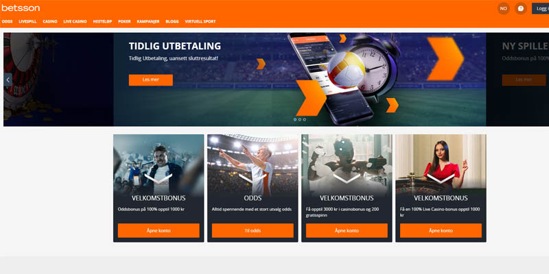 Betsson hjemmeside for bookmaker