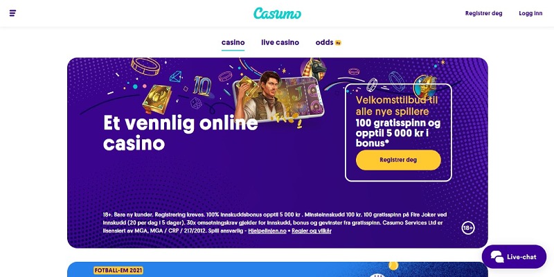 Casumo hjemmeside for bookmaker