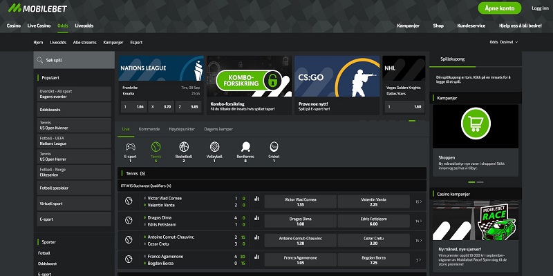 Mobilebet mobile hjemmeside