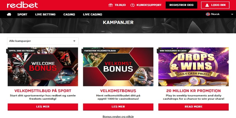 Redbet bonuser for sport