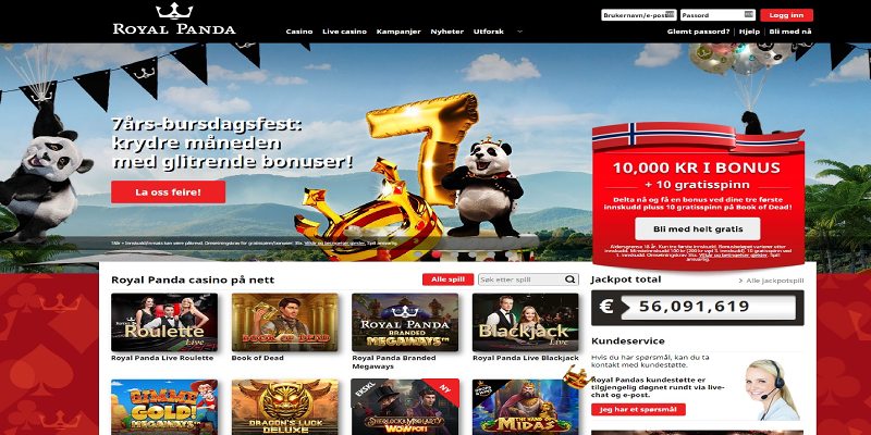 Royal Panda hjemmeside for bookmaker