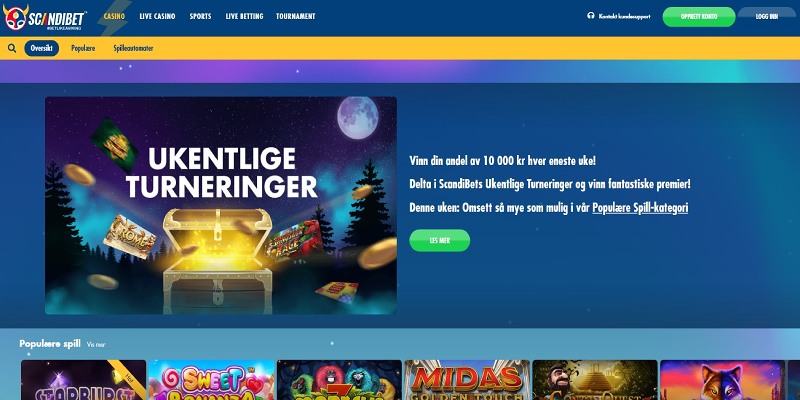 ScandiBet hjemmeside for bookmaker